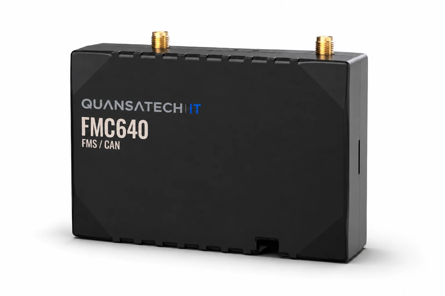 Teltonika FMC640 FMS-Gerät als Produktvisualisierung mit Quansatech-Branding